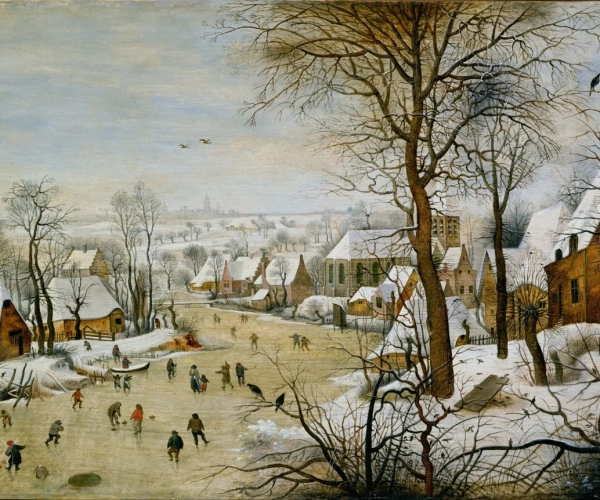 Winter Landscape with Skaters and Bird Trap 1565