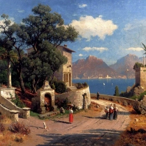 An Italian Village By A Lake