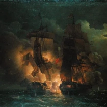 Battle Between the French Frigate Arethuse and the English Frigate Amelia in View of the Islands of Loz, 7th February 1813