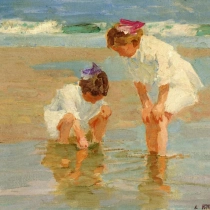 Girls Playing in Surf