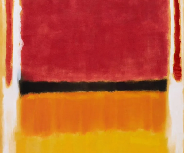 Untitled (Violet, Black, Orange, Yellow on White and Red), 1949
