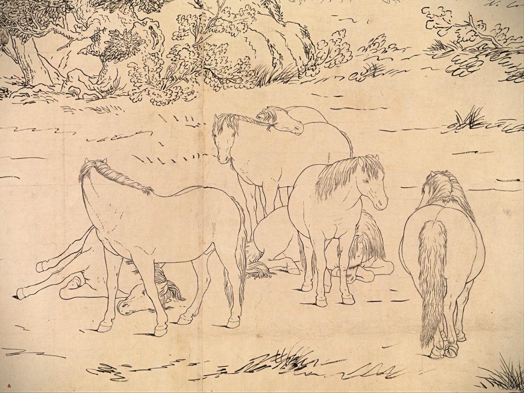 Giuseppe Castiglione (Lang Shining), One Hundred Horses, 1723–25, Metropolitan Museum of Art, New York, NY, USA. Detail.