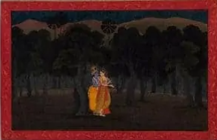 The Lovers Radha and Krishna in a Palm Grove