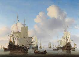 Dutch warships and other boats in calm waters