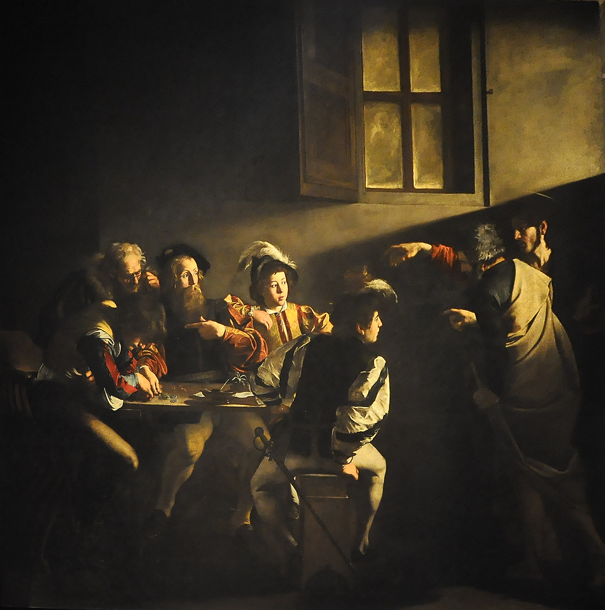 "The Calling of Saint Matthew" (1599–1600) Caravaggio