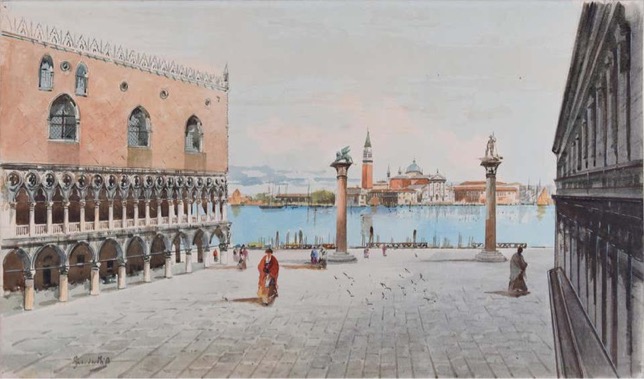 Watercolor Painted By Antonio Guidotti, Piazza San Marco, 1920