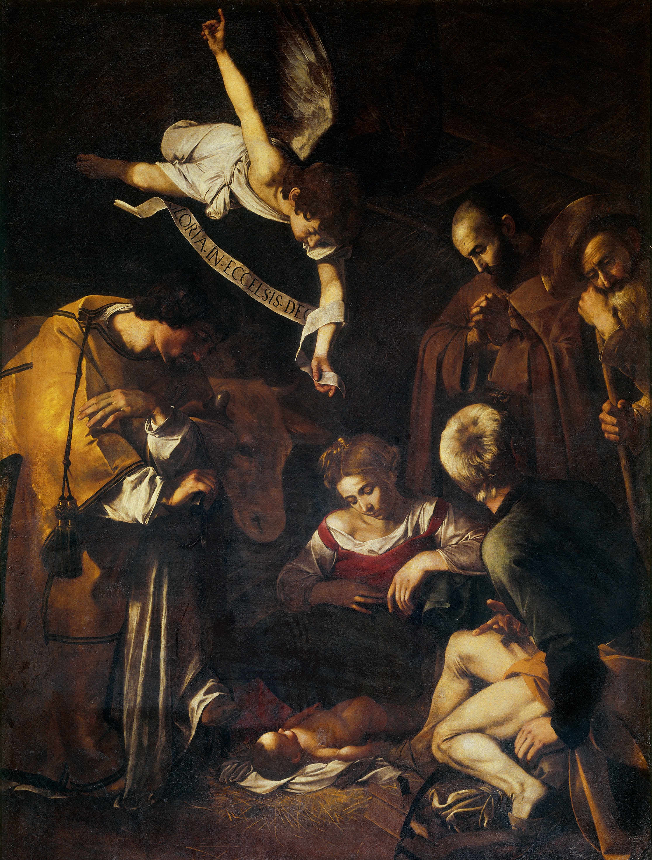 Caravaggio's Nativity with St. Francis, St. Lawrence and St. Francis