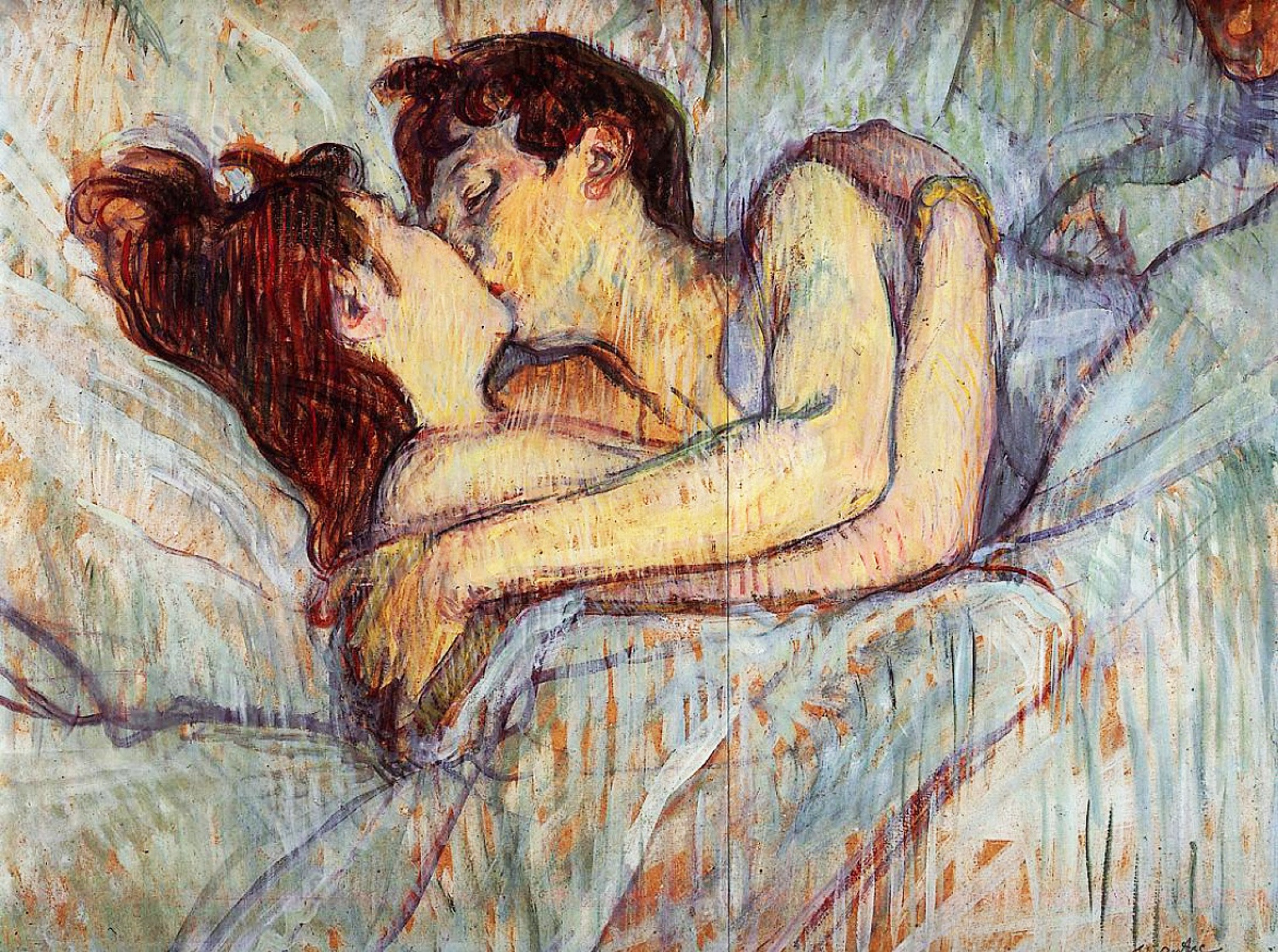 "TKiss In Bed By Henri De Toulouse-lautrec (1892)