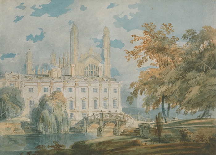 Clare Hall and King's College Chapel, Cambridge, from the Banks of the River Cam, J.M.W. Turner