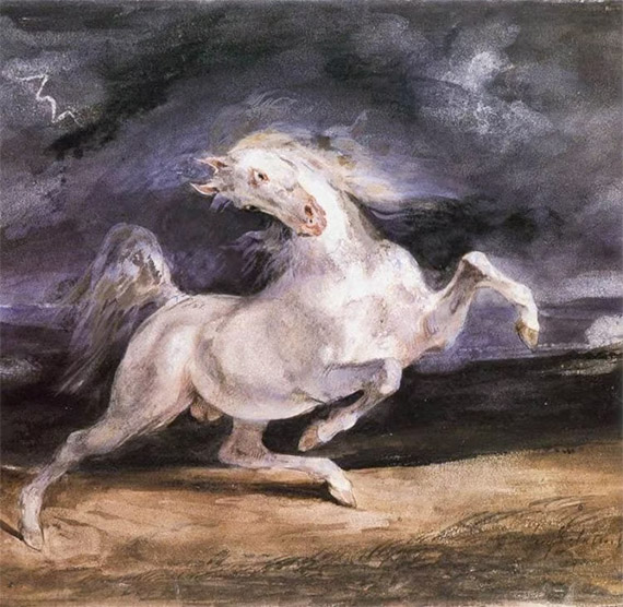 Horse Frightened by a Thunderstorm, Eugene Delacroix