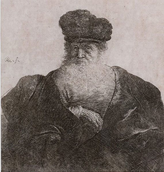 Old Man with Beard, Fur Hat and Velvet Cloak, Rembrandt