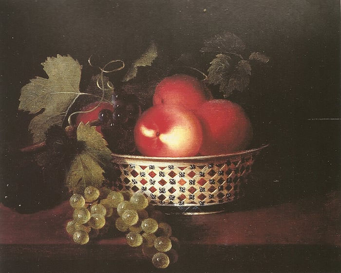 Peaches and Grapes in a Porcelain Bowl, Sarah Miriam Peale