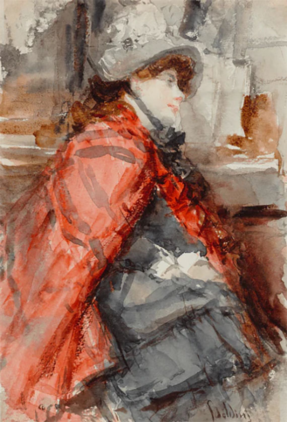 Seated Lady in a Red Cape, Giovanni Boldini
