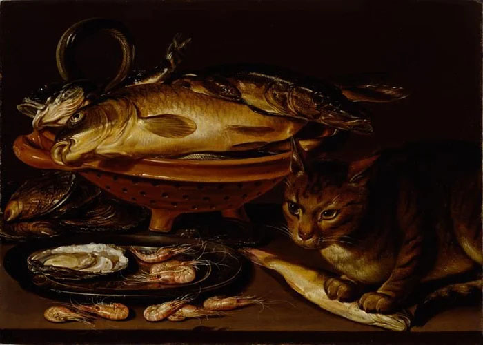Still Life With Fish and Cat, Clara Peeters