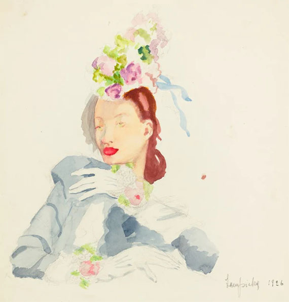 Stylish Woman with a Flower Hat, Tamara de Lempicka