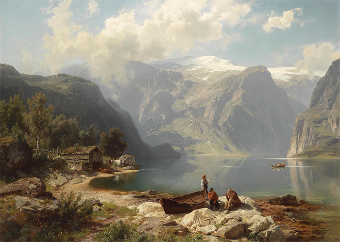 Sunny Day on a Norwegian Fjord, August Wilhelm Leu
