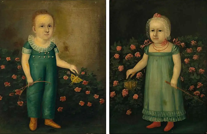 A Pair of Portraits: a Girl and a Boy with Butterflies, Joshua Johnson